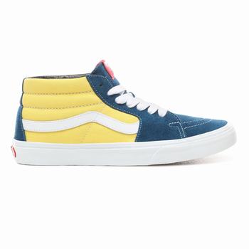 Vans Retro Skate Sk8-Mid - Miesten Korkeavartiset tennarit - Sininen/Kultaiset